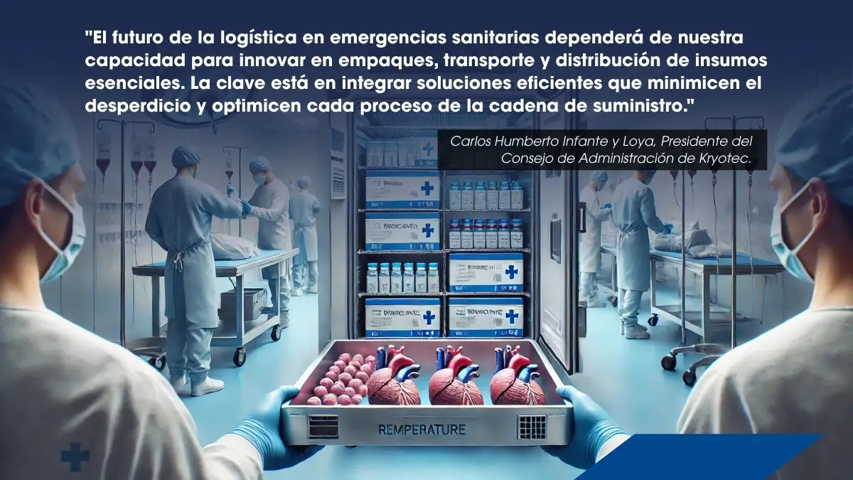 Equipo médico preparando insumos críticos y órganos refrigerados para traslado en situaciones de emergencia