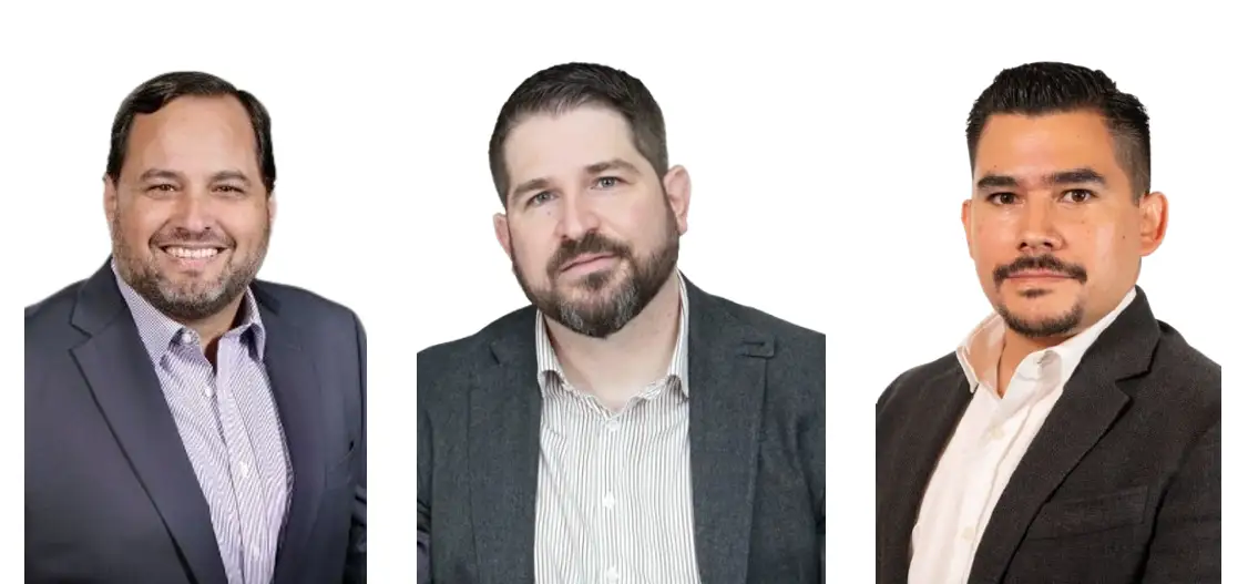 Retrato de tres nuevos líderes de Trane en México y Latinoamérica, anunciados como parte de su estrategia de crecimiento regional